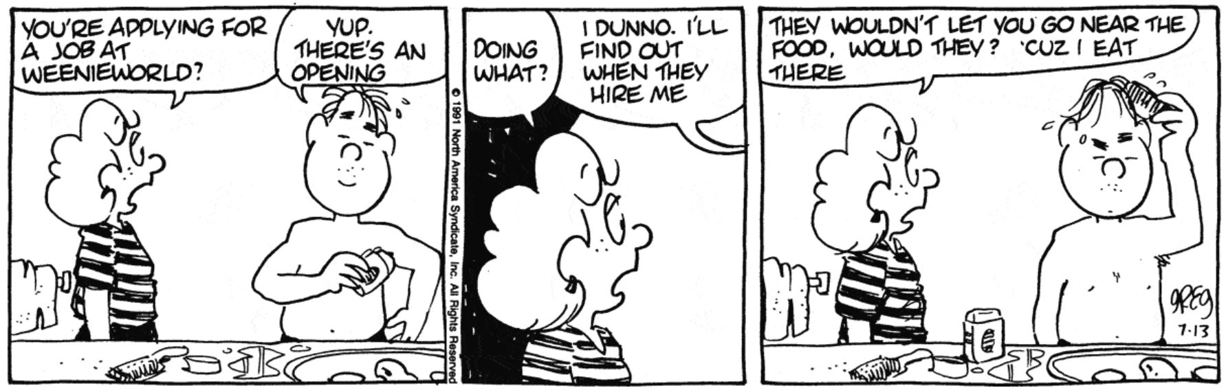 LUANN comic for 1991.07.13