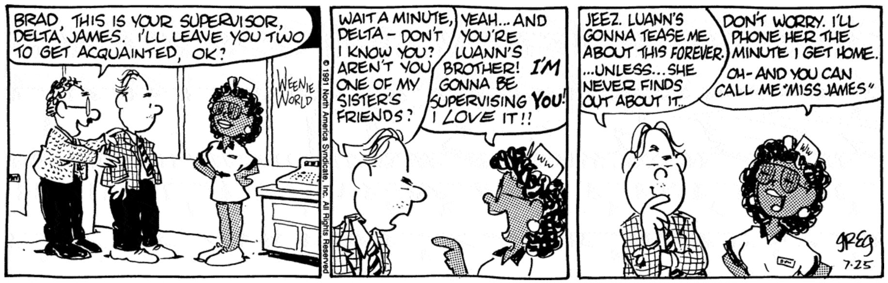 LUANN comic for 1991.07.25